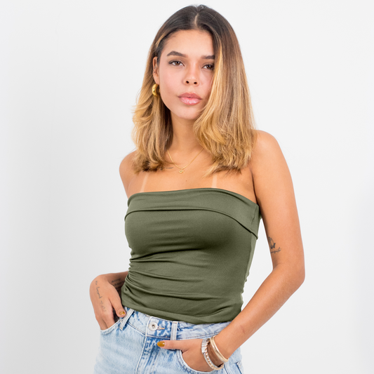 TOP CELESTE VERDE OLIVA